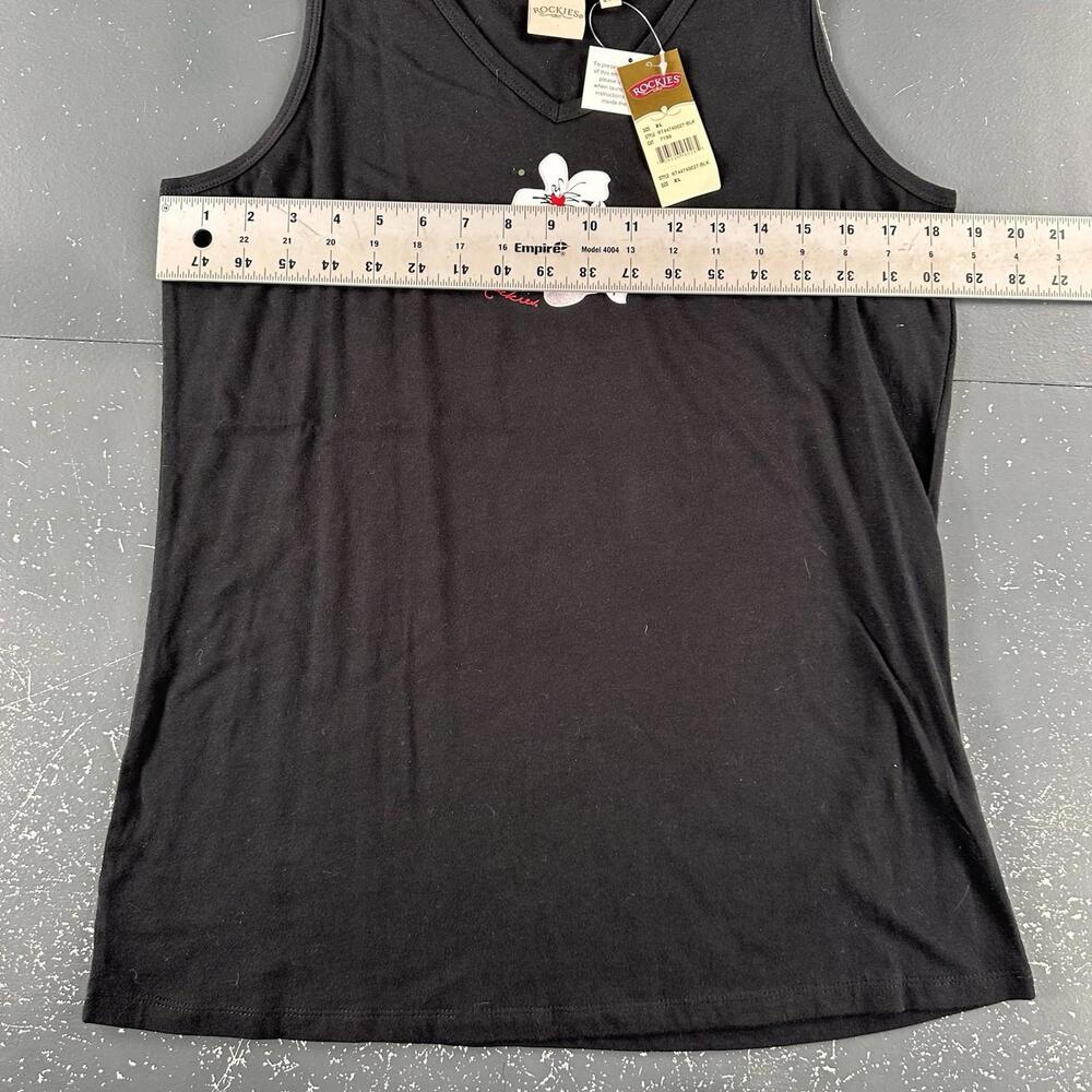 Rockies Western Tank Top Womens XL Black Floral Graphic Basic Baselayer NWT - Picture 4 of 6